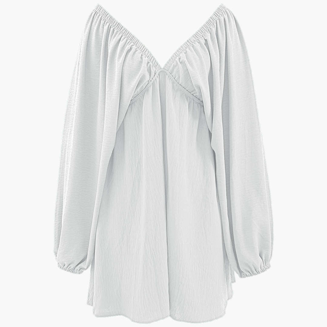 V-hals Mini Jurk met Pofmouwen