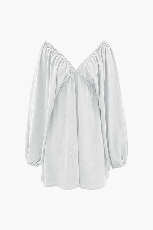 V-hals Mini Jurk met Pofmouwen