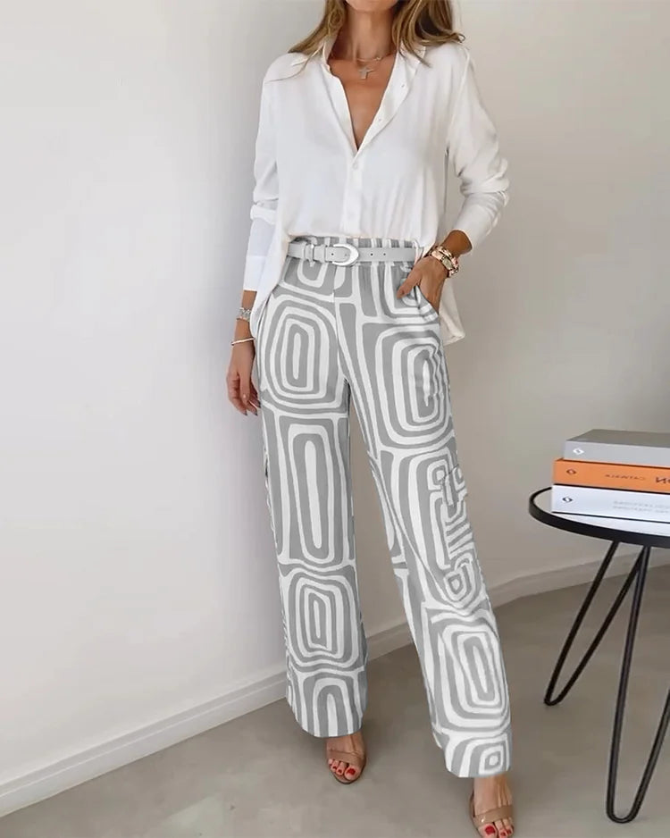 Naiya Comfy Chic Set – Geometrisch Design met gratis Stijlvolle Riem