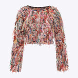 Isla - Elegante Blouse met Franje Detail voor Dames met Lange Mouwen