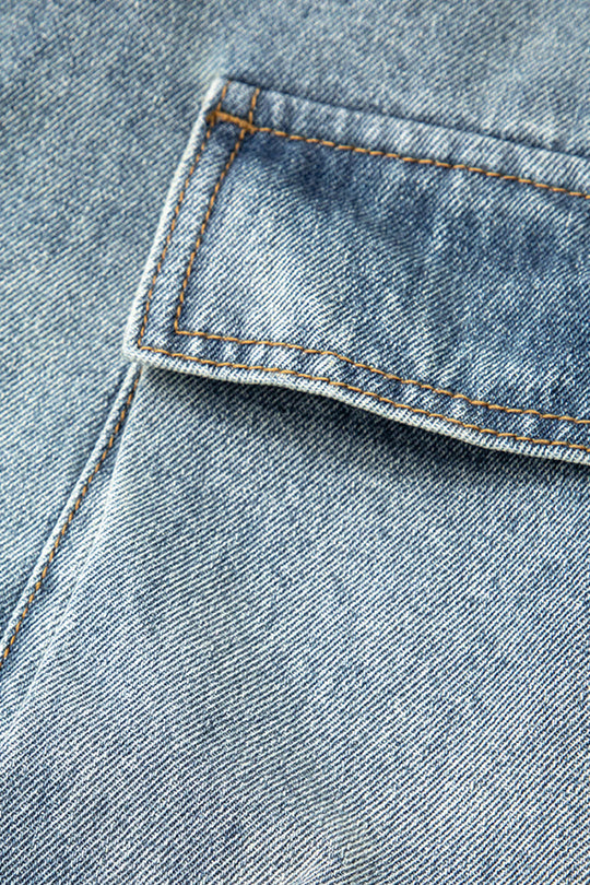 Multi Pocket Rolrand Wijde Pijpen Cargo Jeans
