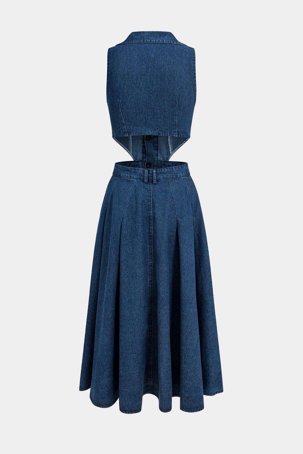 Denim Knopen Cut Out Jurk