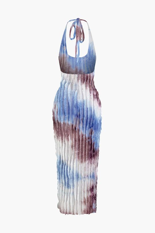 Doorzichtig Rimpel Textuur Halter Rugloze Maxi Jurk