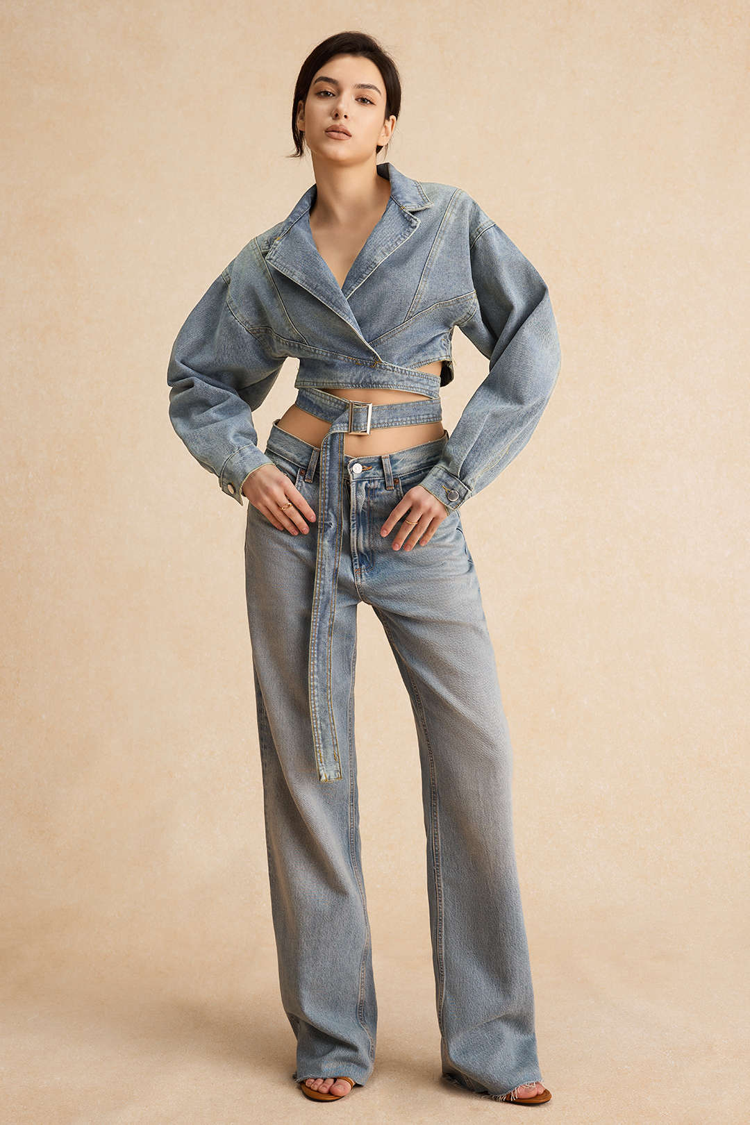 Denim Tie-Up Knoopjack