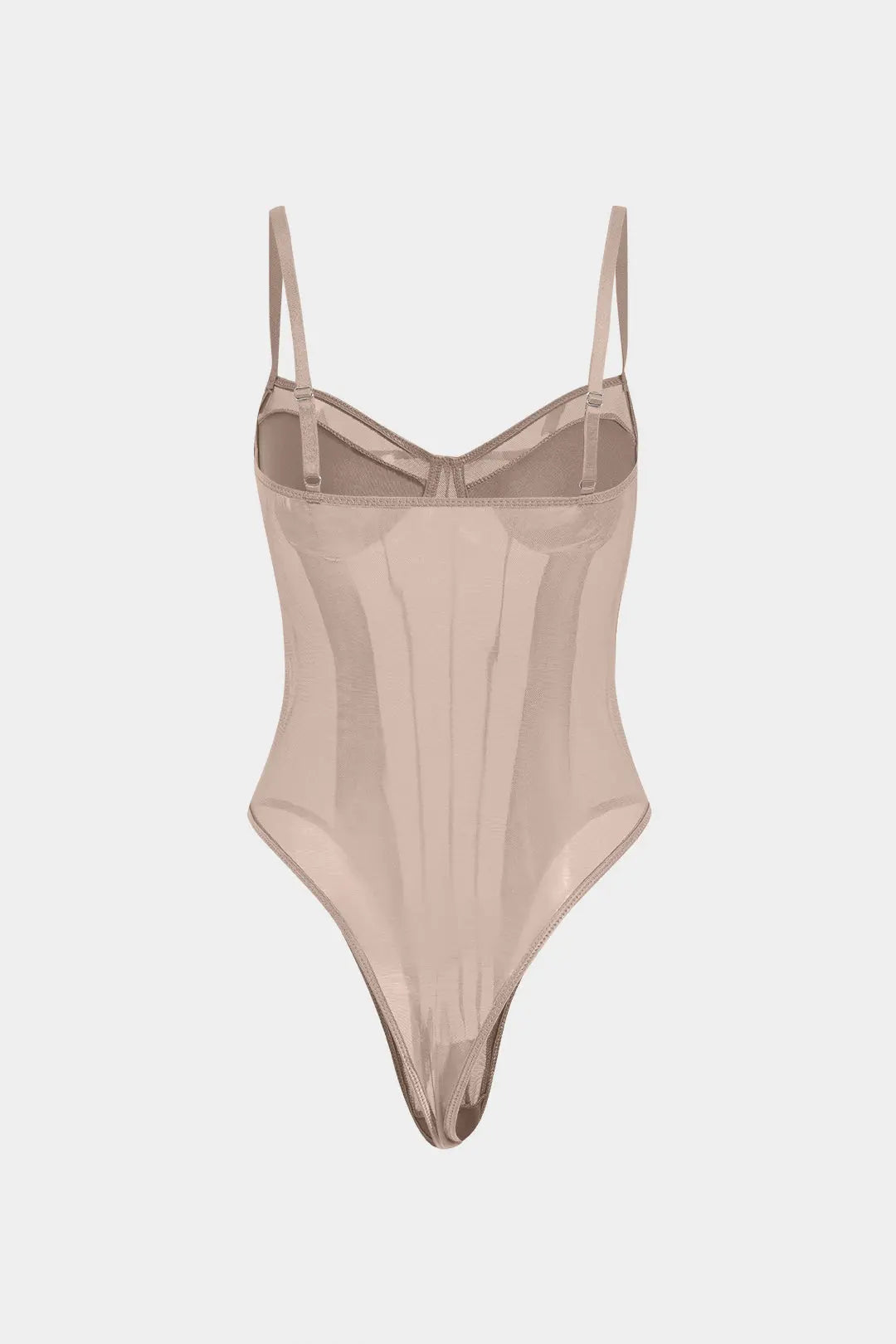 Sexy Rugloze Mesh Corset Bodysuit – Transparant en Verleidelijk