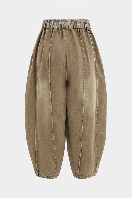 Denim Vervaagde Brede Pijpen Barrel Jeans