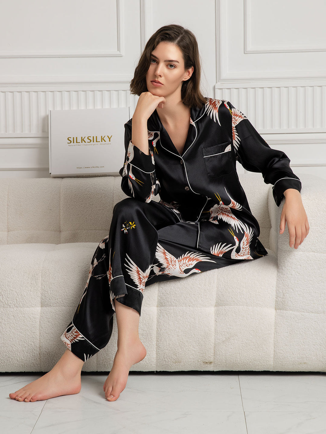 Ailith - Verfijnde Binding Trim Dames Pyjama Set