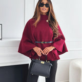 Dames Batwing Cloak Top | Met Riem en Staande Kraag | Losse Mantelstijl voor Casual en Chique Gelegenheden