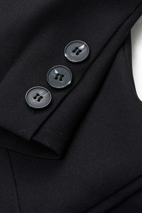 Knop V-Hals Pocket Lange Mouw Mini Jurk