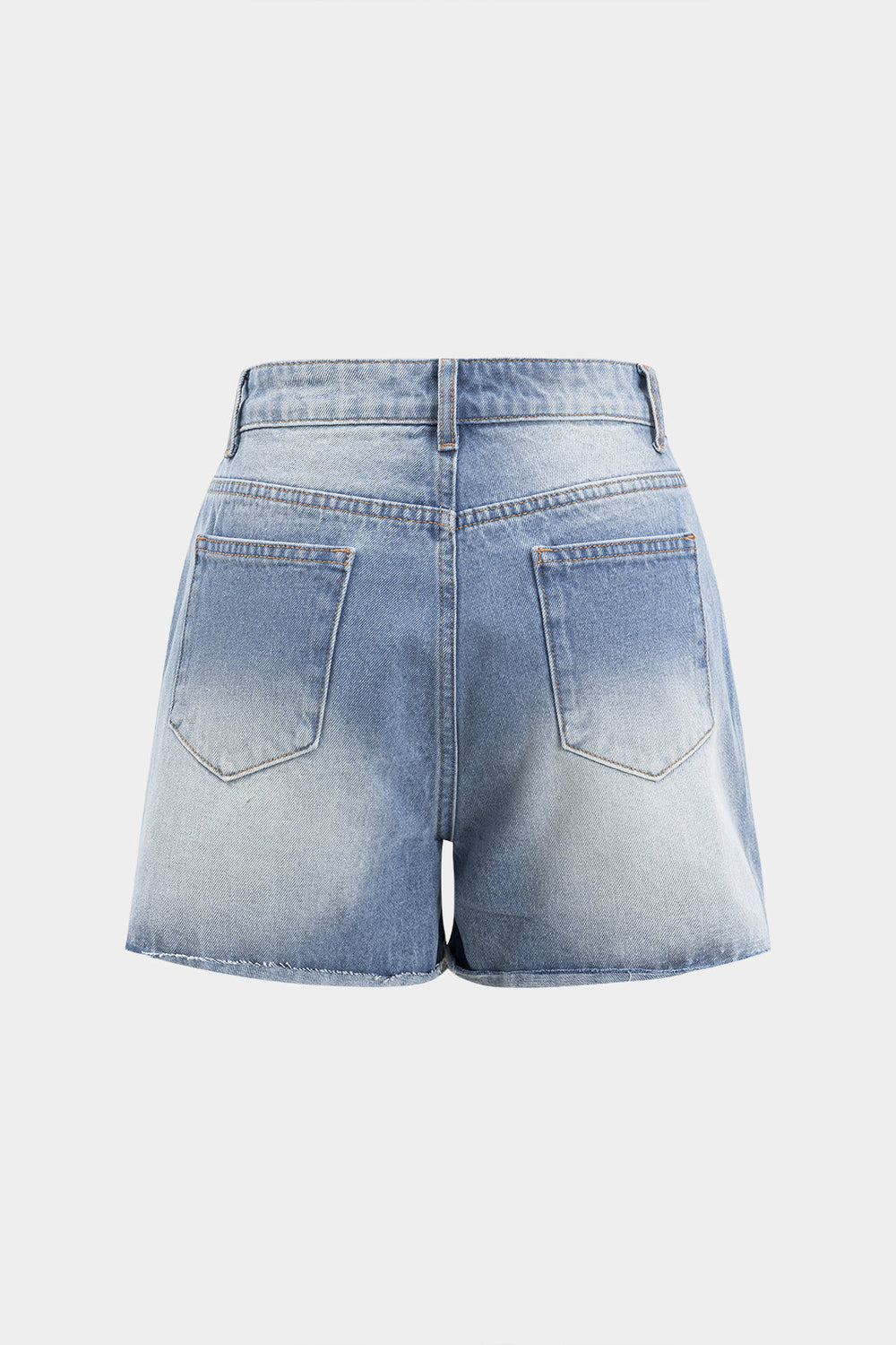 Denim Asymmetrische Knopzak Gescheurde Shorts