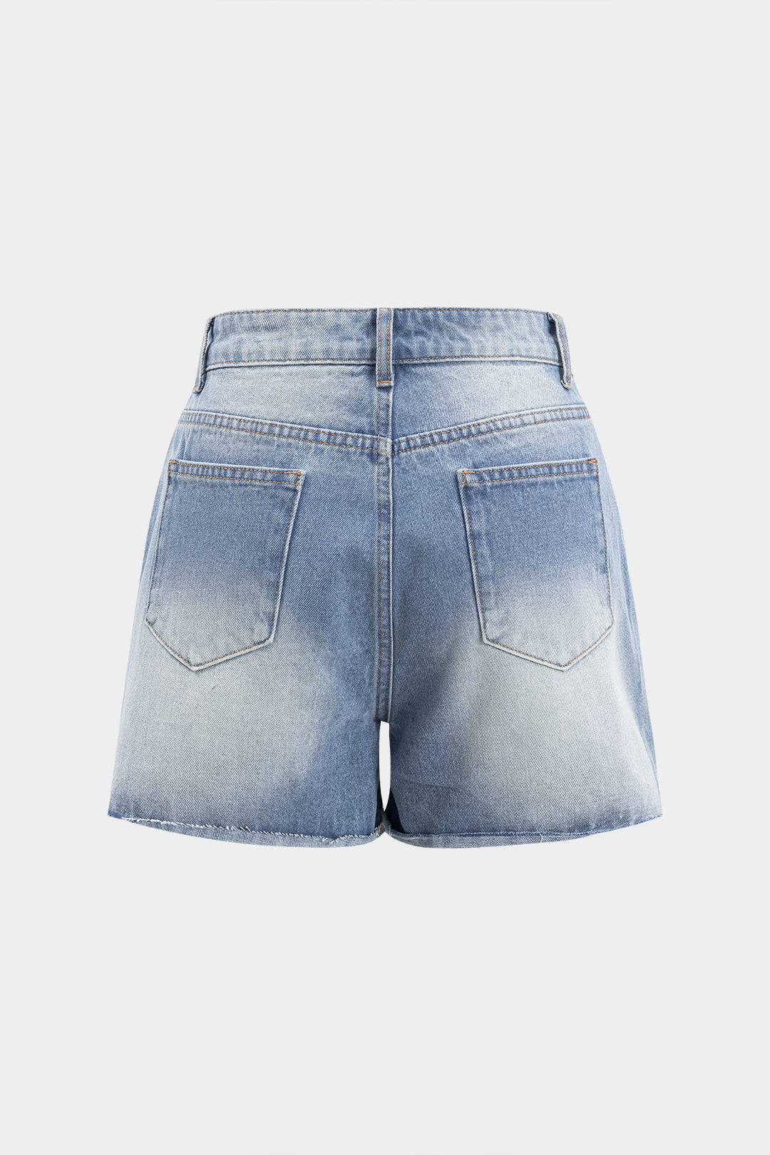 Denim Asymmetrische Knopzak Gescheurde Shorts