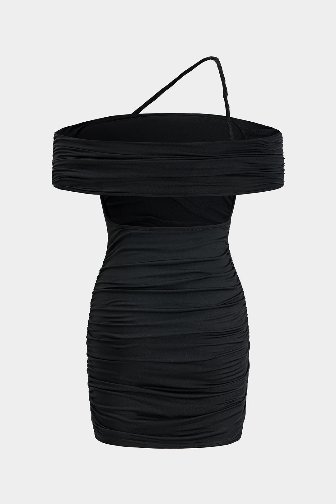 Gerimpelde Off Shoulder Cut Out Mini Jurk