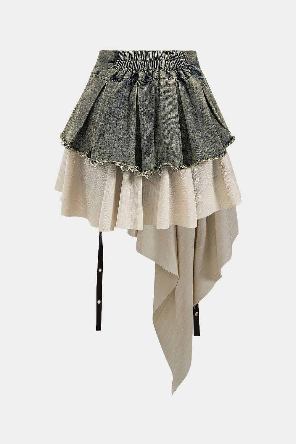 Denim Hoge Taille Patchwork Rok