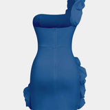 Ruffle One Shoulder Mini Jurk