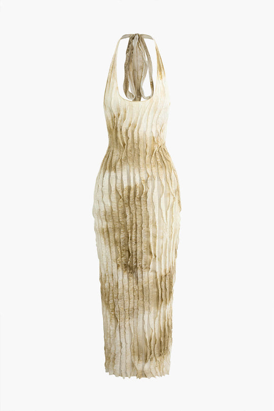 Doorzichtig Rimpel Textuur Halter Rugloze Maxi Jurk