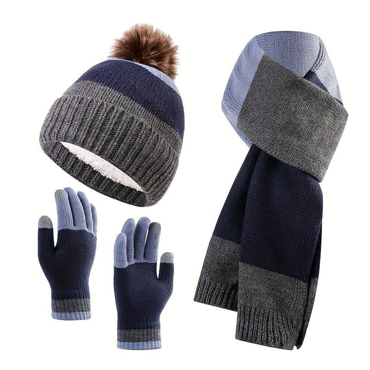 Gebreid 3-delig Set met Muts, Sjaal en Handschoenen | Ideaal voor de Winter