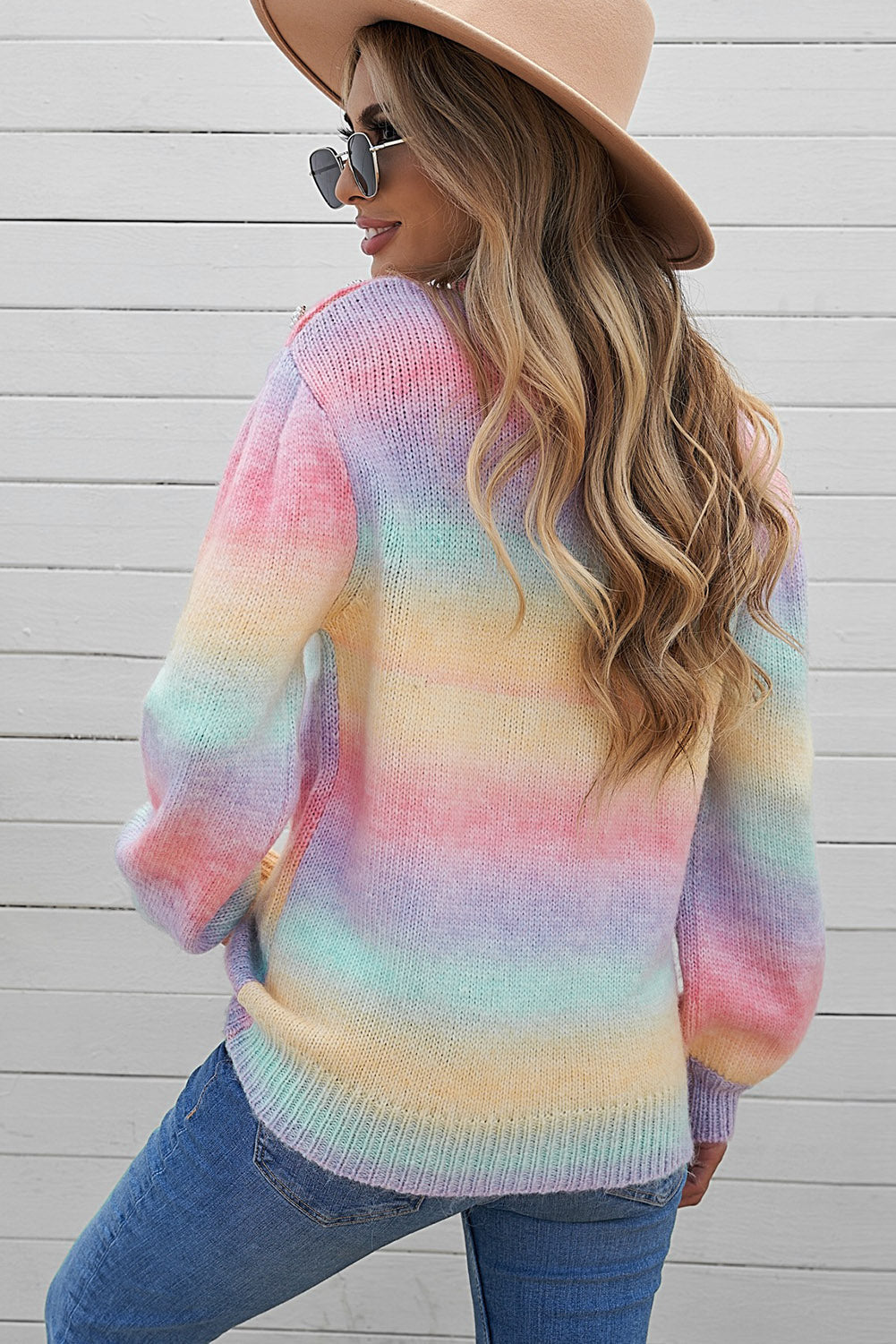 Gradient Strepen Bisschops Mouw Trui | Elegant & Comfortabel