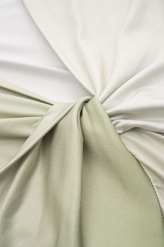 Satin Ombre Print V-Hals Rimpel Mouwloze Maxi Jurk