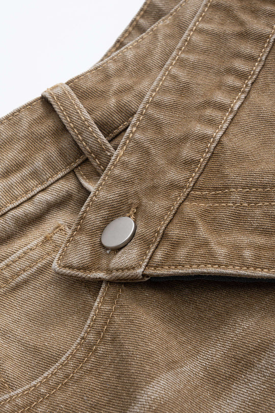 Denim Asymmetrische Knopzak Gescheurde Shorts