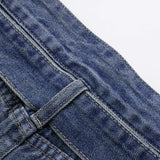 Denim Pocket Riem Asymmetrische Shorts