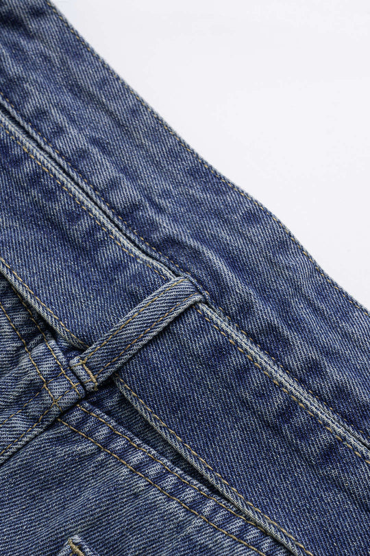 Denim Pocket Riem Asymmetrische Shorts
