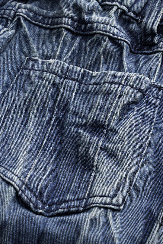 Denim Wijde Pijpen Gerimpelde Jeans