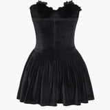 Fluwelen Strapless Mouwloze Mini Jurk