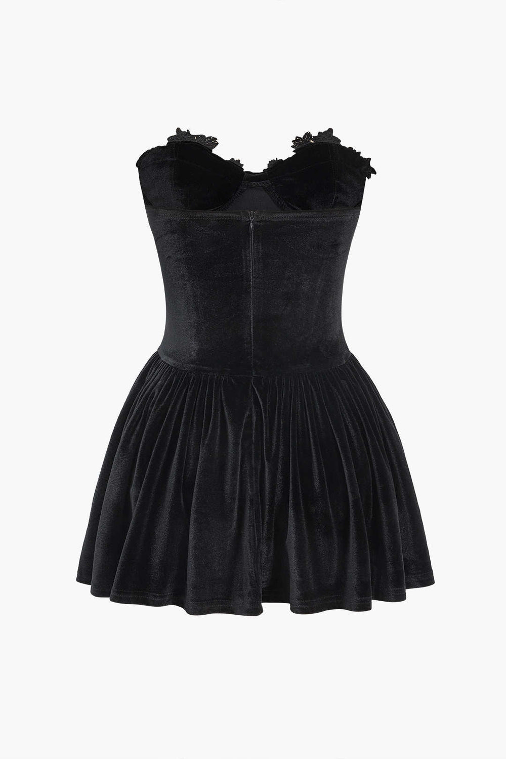 Fluwelen Strapless Mouwloze Mini Jurk