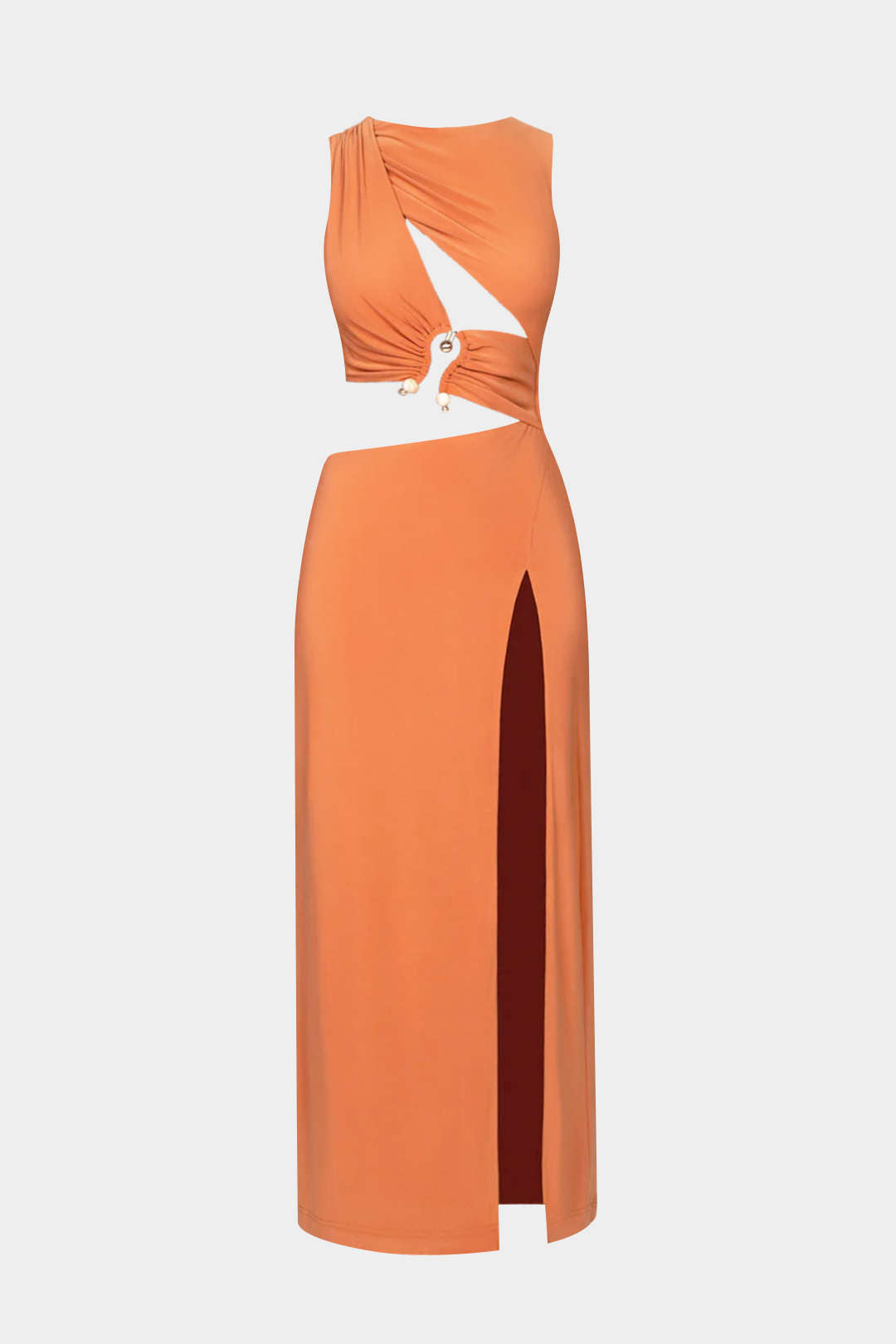 Metaal Decor Bead Mouwloze Maxi Jurk