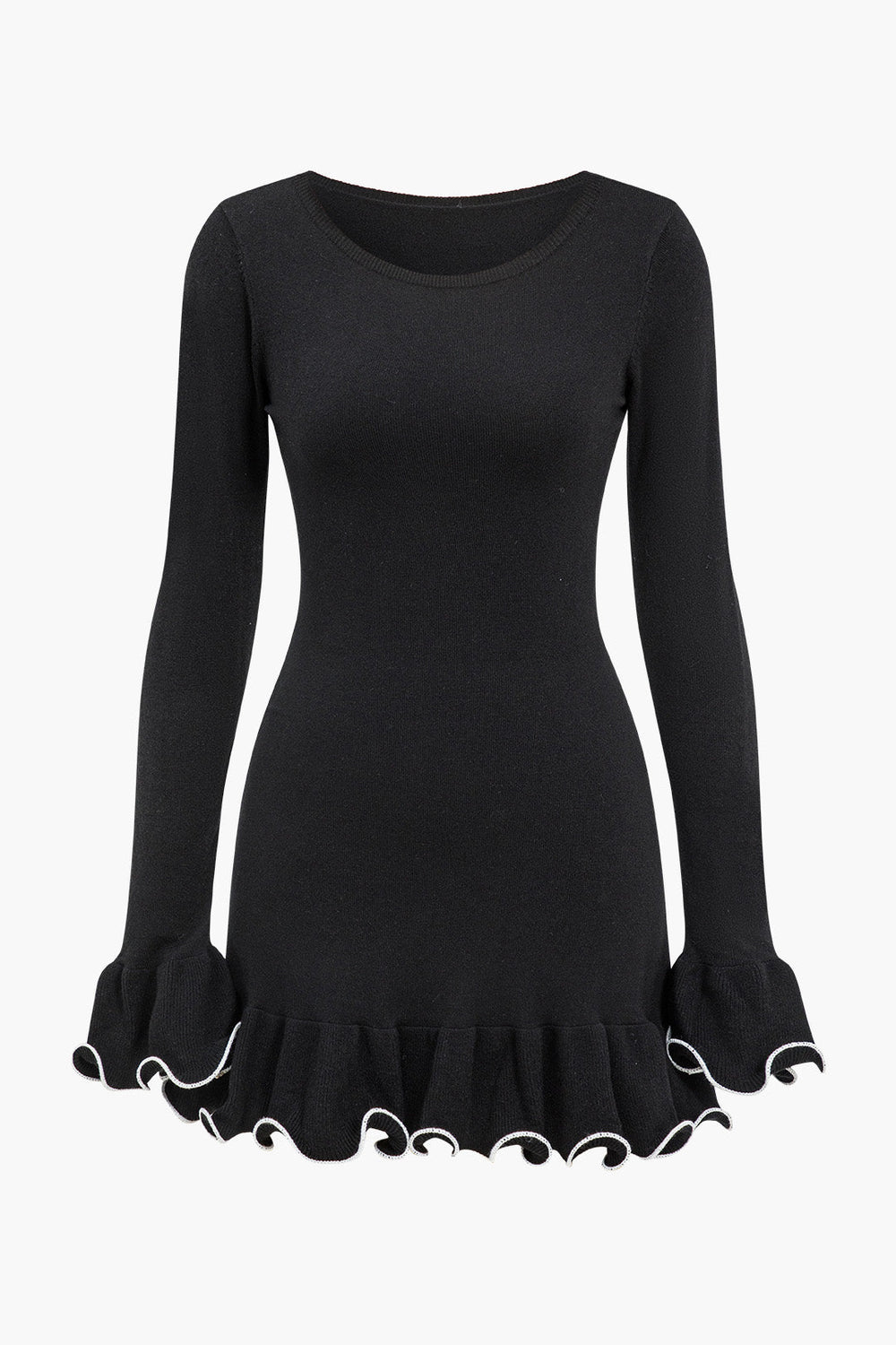 Gebreide Jurk met Contrast Whipstitching