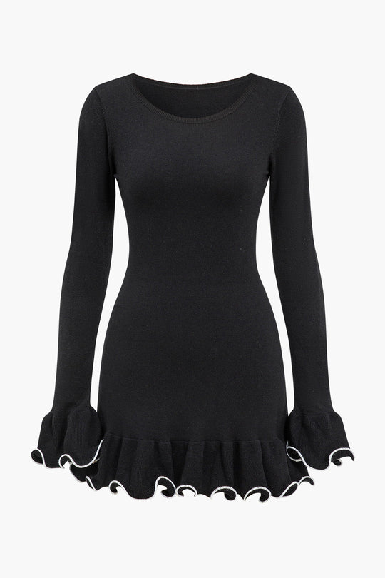 Gebreide Jurk met Contrast Whipstitching