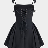 Plissé Strik Rits Achterkant Slip Mini Jurk