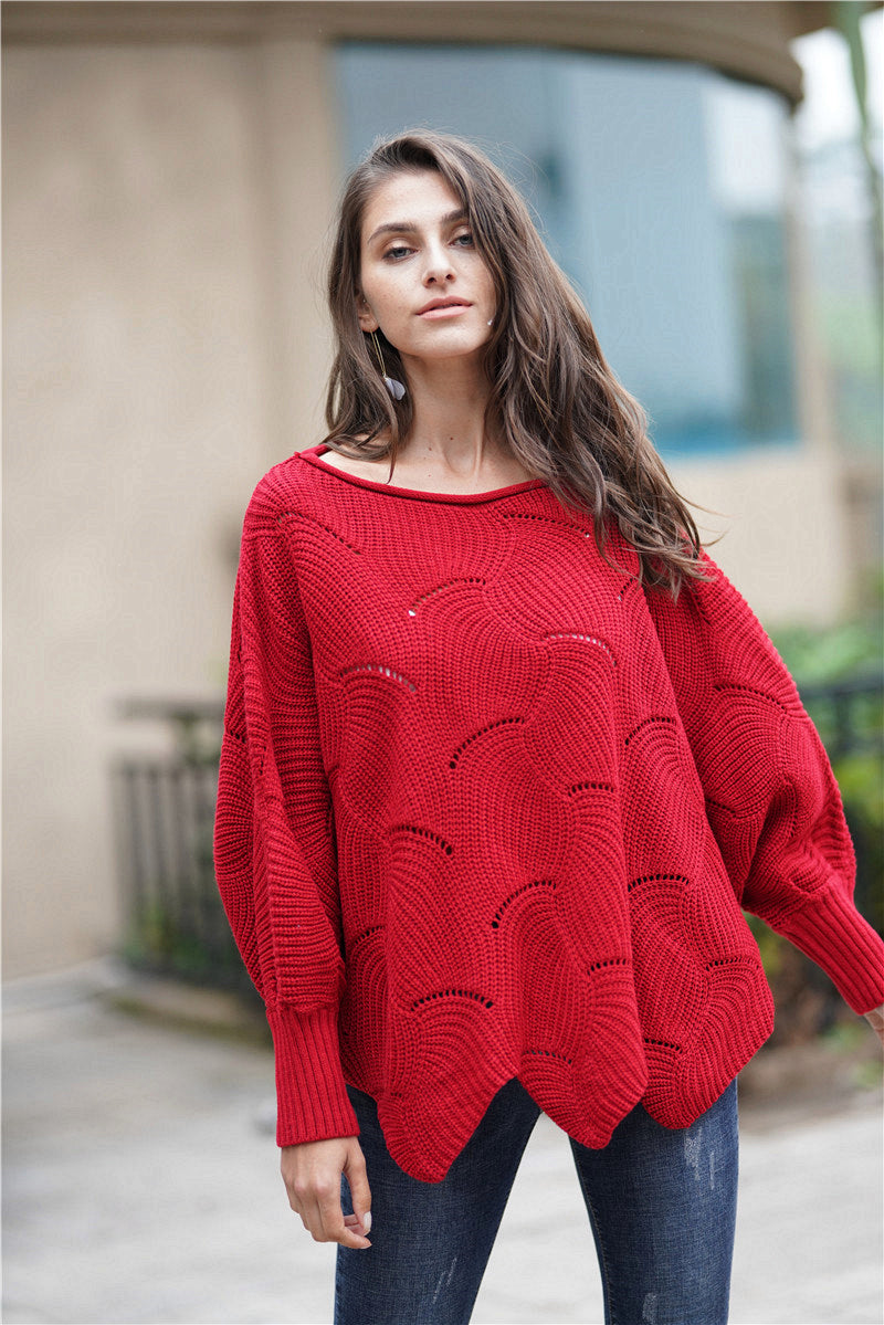 Openwork Bootneck Trui met Golvende Zoom | Elegant & Comfortabel
