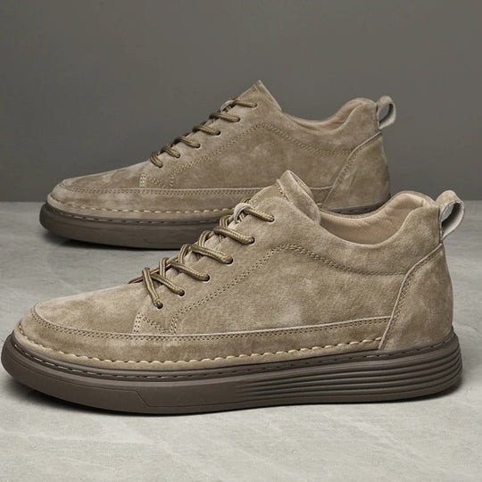 Heren Casual Veterschoenen met Contrast Zool en Verhoogde Stiksels