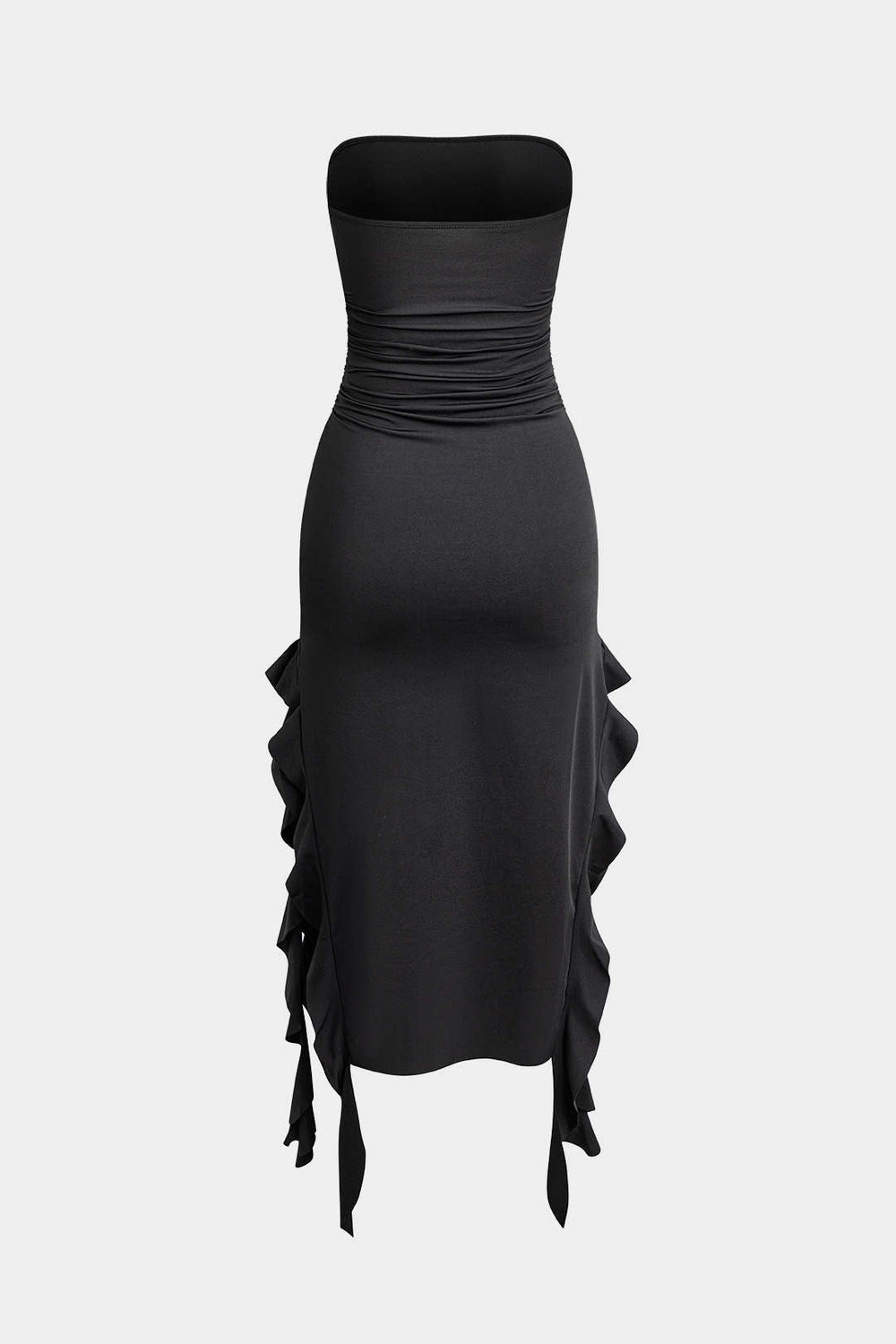 Effen Rimpelrand Rimpel Tube Maxi Jurk
