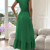 Dames Maxi Jurk met Ruffles en V-hals