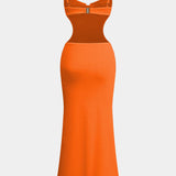 Uitsnede Rugloze Bustier Slip Maxi Jurk