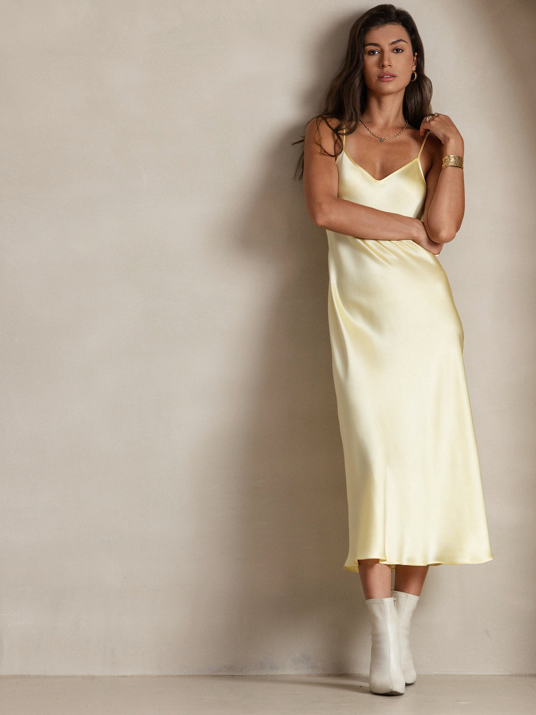 Amelina - Luxueuze Silhouette Dames Spaghetti Band Lang Nachthemd