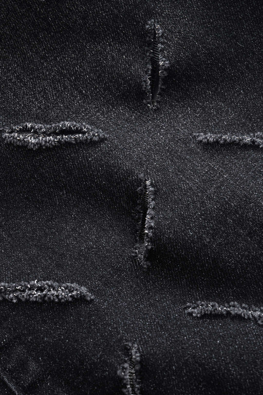 Gescheurde Cut Out Knop Pocket Wijde Pijpen Jeans