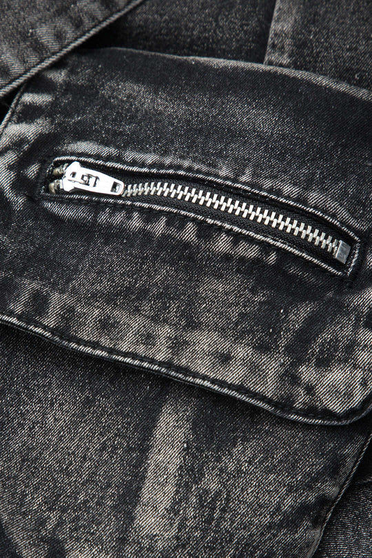 V-taillering Gesp Flap Pocket Denim Cargo Rok