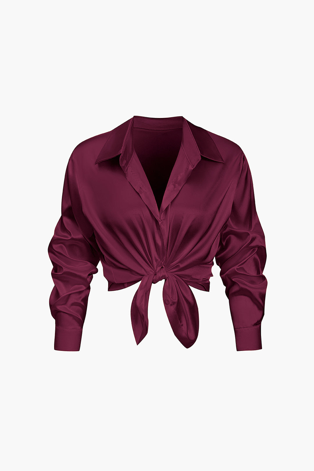 Lillian - Basis Effen Satijnen Dames Langsleeve Shirt