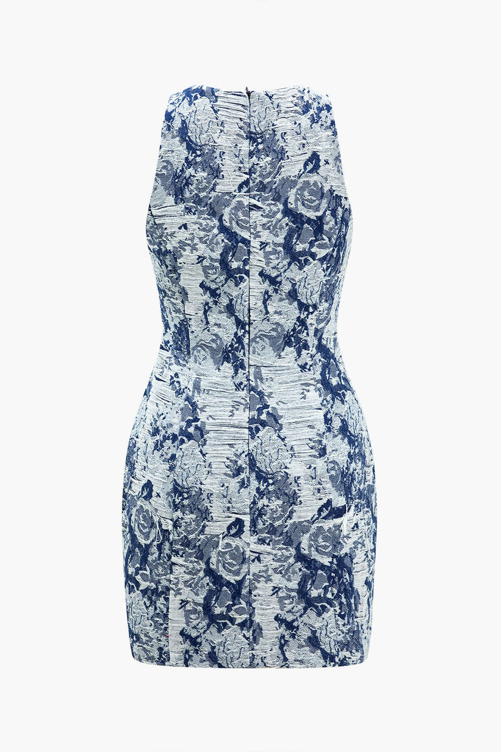 Bloemenpatroon Knop Denim Jurk