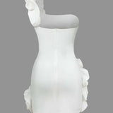 Ruffle One Shoulder Mini Jurk