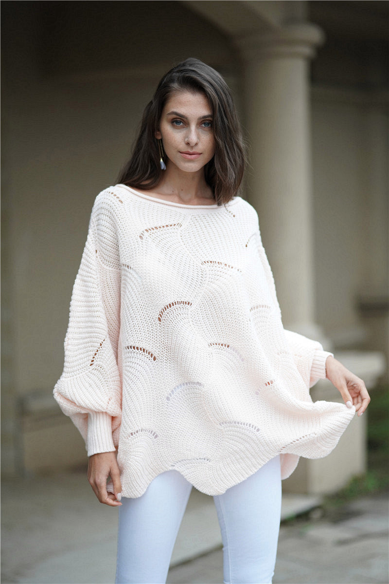 Openwork Bootneck Trui met Golvende Zoom | Elegant & Comfortabel