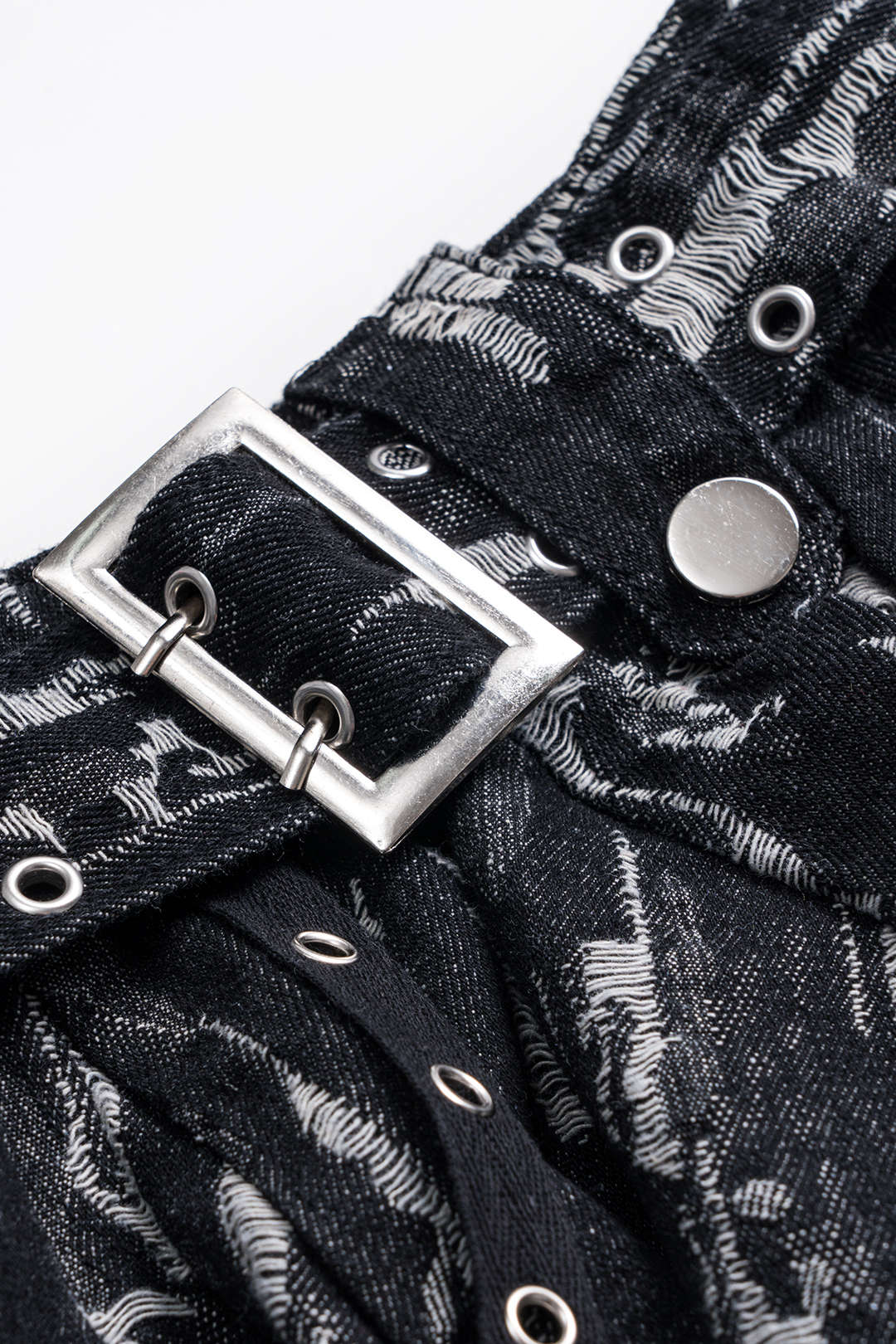 Jacquard Denim Metaal Riem Rits Rok