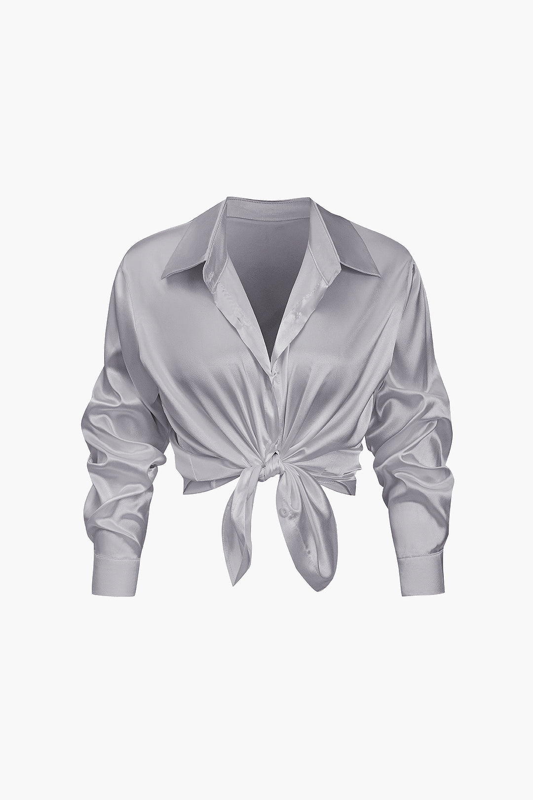 Lillian - Basis Effen Satijnen Dames Langsleeve Shirt