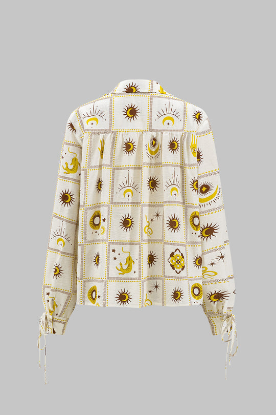 Yoana - Opvallende Geometrische Galaxy Vrouwen Strik Voor Lange Mouwen Shirt