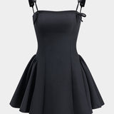 Plissé Strik Rits Achterkant Slip Mini Jurk