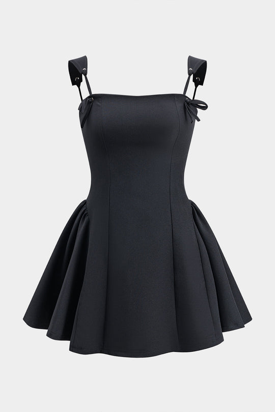 Plissé Strik Rits Achterkant Slip Mini Jurk