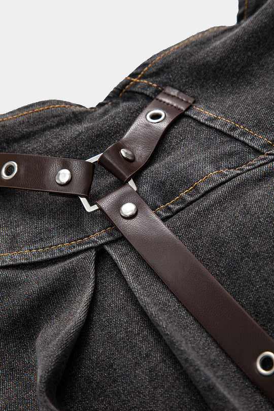 Denim Hoge Taille Patchwork Rok